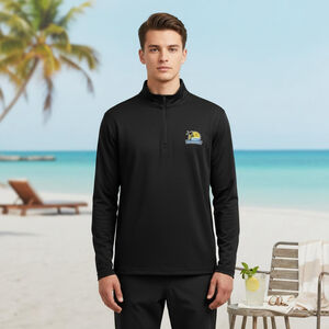 Men's Klewit Black XXL Quarter-Zip Sweater with Logo